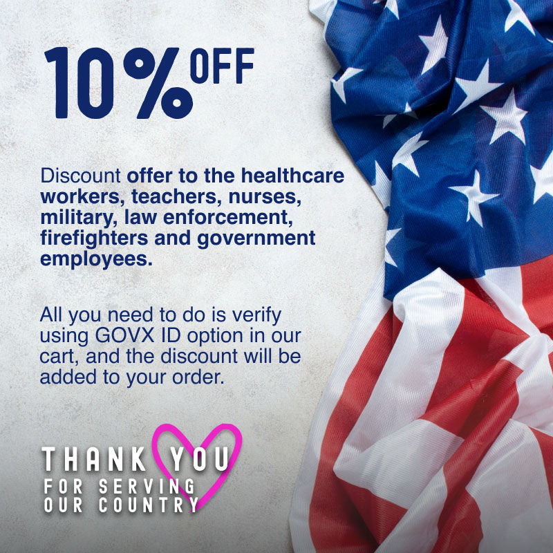 Discount offer for healtcare workers, teachers, military and government employees