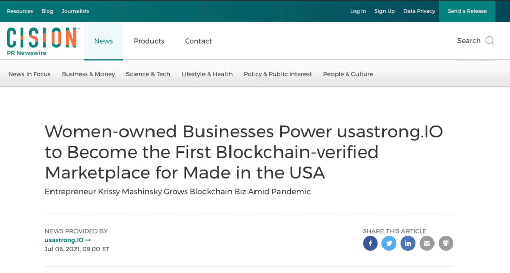 Women-owned Businesses Power usastrong.IO to Become the First Blockchain-verified Marketplace for Made in the USA