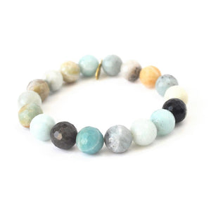 
                  
                    Load image into Gallery viewer, Amazonite Crystal Bracelet | Gold Hematite Bean Center Stone
                  
                