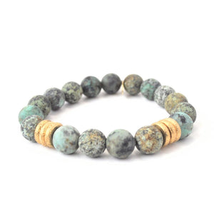 
                  
                    Load image into Gallery viewer, Buddha Bracelet | African Turquoise + Silver Buddha Charm
                  
                