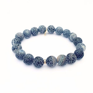 
                  
                    Load image into Gallery viewer, Fire Black Agate Crystal Bracelet | Matte with Sterling Silver Bead
                  
                
