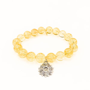 
                  
                    Load image into Gallery viewer, Citrine Crystal Bracelet | Silver Sunflower Charm
                  
                