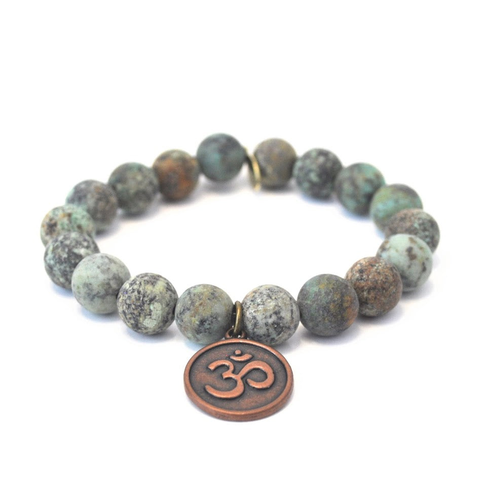 Sunflower Bracelet | African Turquoise Bracelet + Silver Sunflower Charm