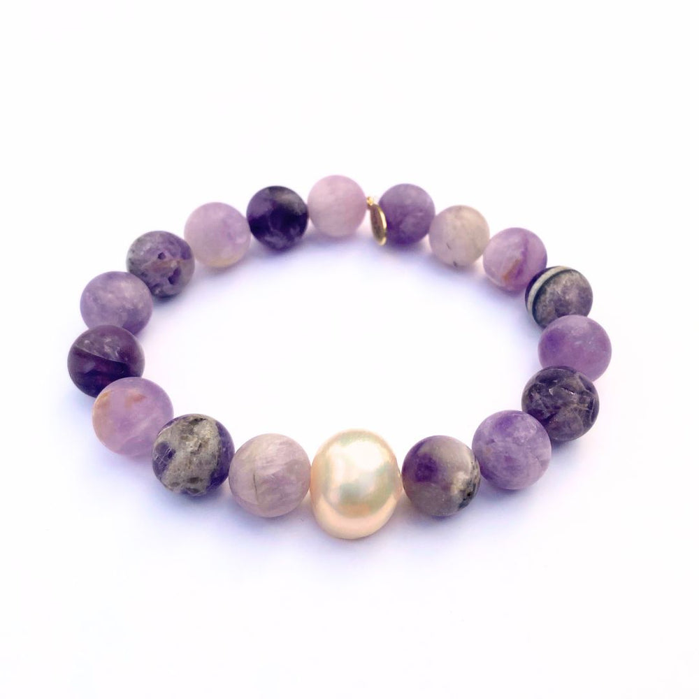 Amethyst Crystal Bracelet | Pearl