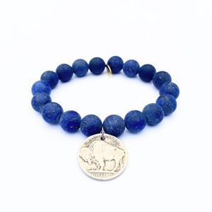 
                  
                    Load image into Gallery viewer, Lapis Lazuli Bracelet | Silver Buffalo Nickel
                  
                