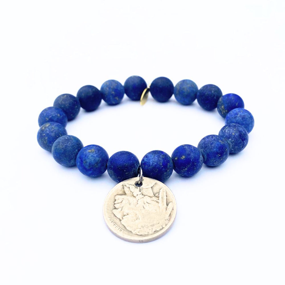 
                  
                    Load image into Gallery viewer, Lapis Lazuli Bracelet | Silver Buffalo Nickel
                  
                