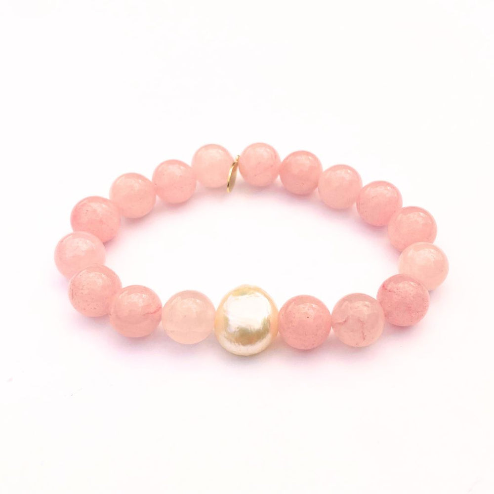 Rose Quartz Crystal Bracelet | Freshwater Pearl