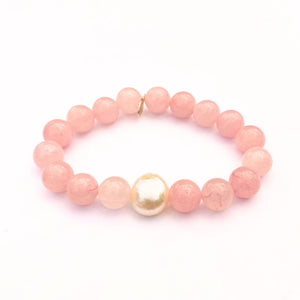 
                  
                    Load image into Gallery viewer, Rose Quartz Crystal Bracelet | Freshwater Pearl
                  
                