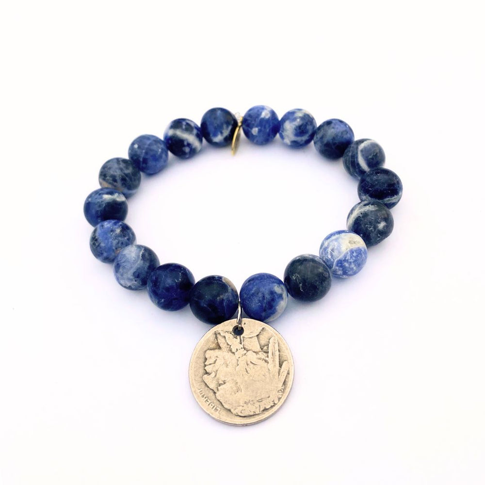 
                  
                    Load image into Gallery viewer, Sodalite Crystal Bracelet | Silver Buffalo Nickel
                  
                