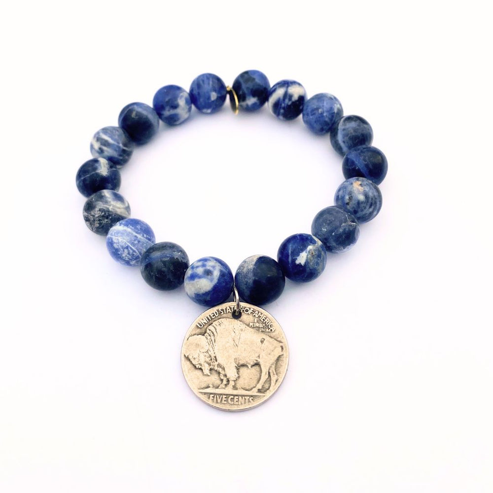 Sodalite Crystal Bracelet | Silver Buffalo Nickel