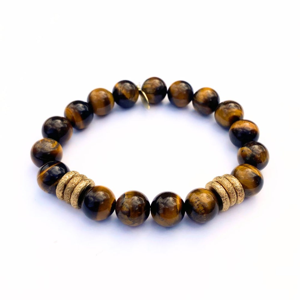 Tiger Eye Crystal Bracelet | Gold Rings