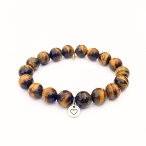 
                  
                    Load image into Gallery viewer, Tiger Eye Crystal Bracelet | Sterling Silver Heart Charm
                  
                