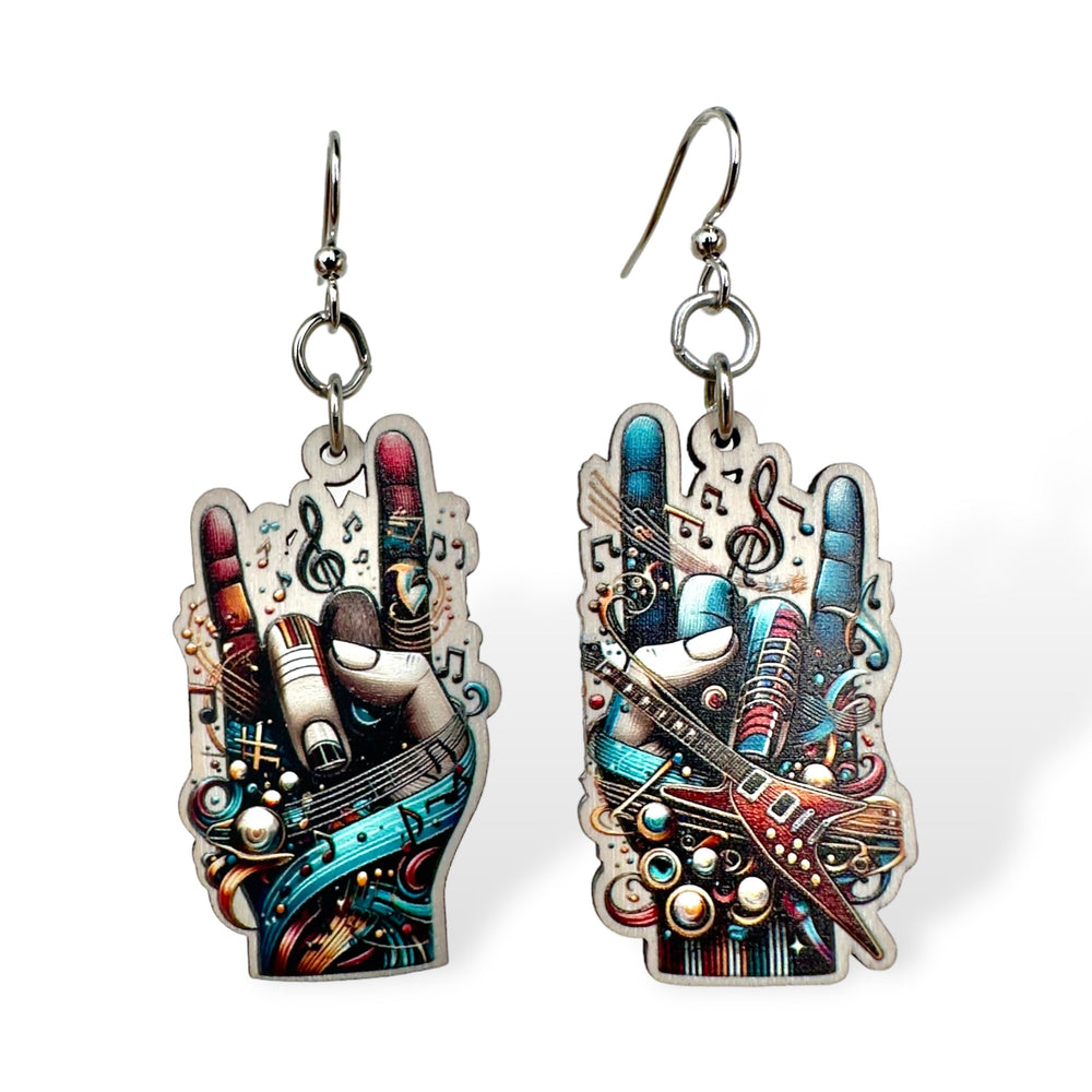 
                  
                    Load image into Gallery viewer, Rock On Hands Earrings #1790
                  
                