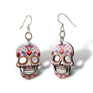 
                  
                    Load image into Gallery viewer, Sugar Skull Heart Earrings #1791
                  
                