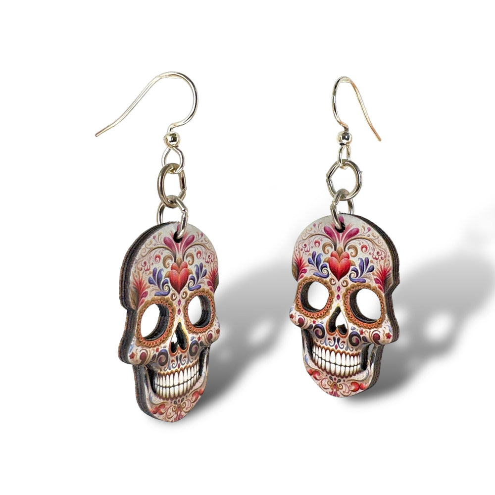 
                  
                    Load image into Gallery viewer, Sugar Skull Heart Earrings #1791
                  
                