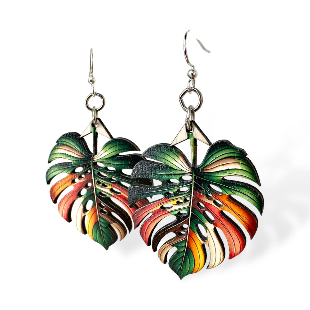 
                  
                    Load image into Gallery viewer, Monstera Leaf Earrings #1792
                  
                