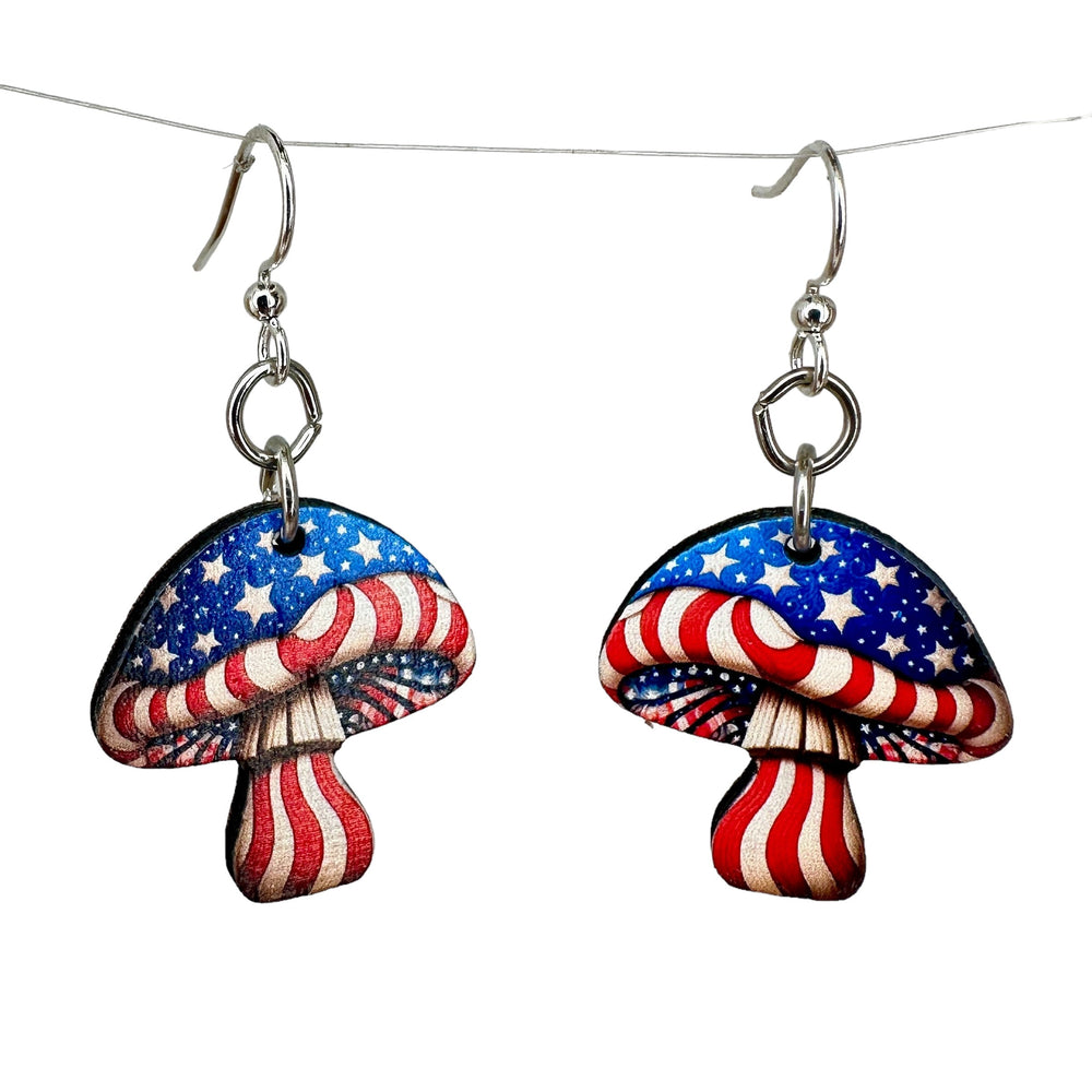 Stars and Stripes Mushroom Earrings #1813