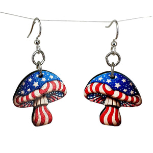 
                  
                    Load image into Gallery viewer, Stars and Stripes Mushroom Earrings #1813
                  
                