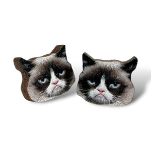 
                  
                    Load image into Gallery viewer, Grumpy Cat Stud Earrings #3114
                  
                