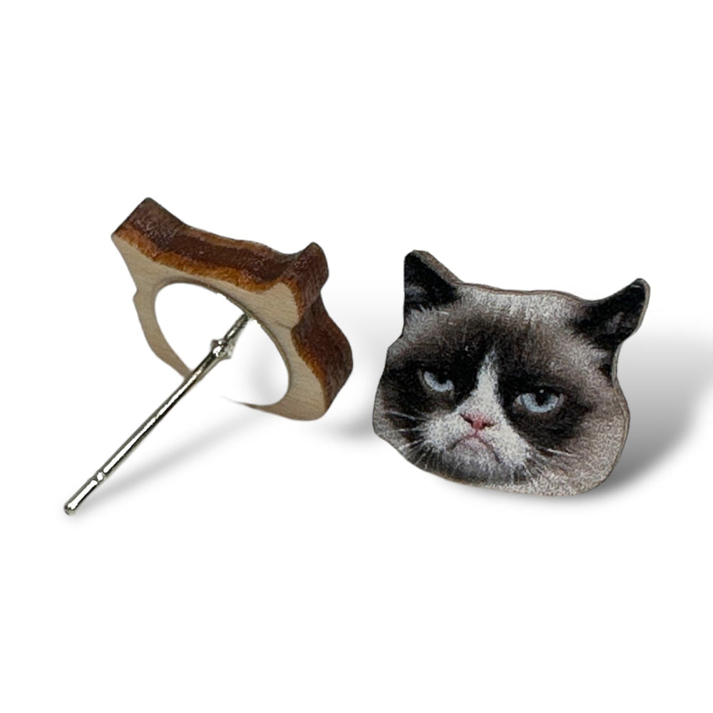 
                  
                    Load image into Gallery viewer, Grumpy Cat Stud Earrings #3114
                  
                