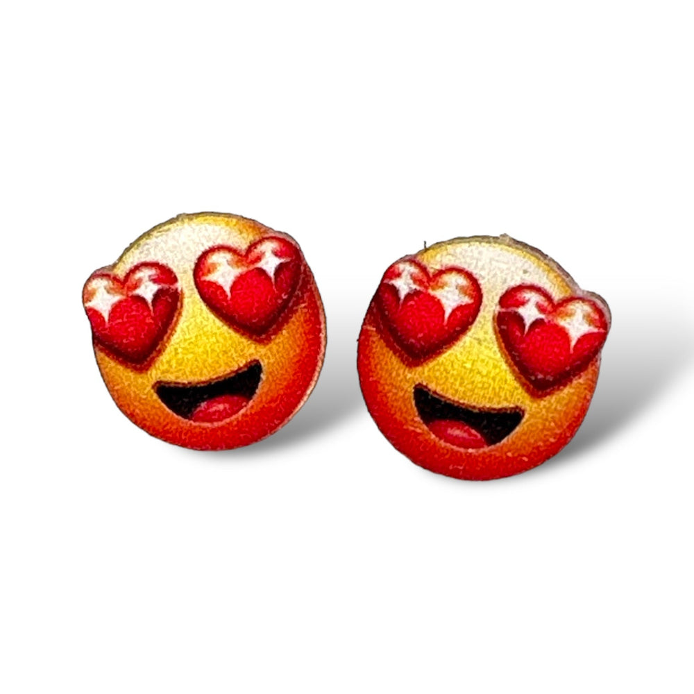 Heart Eye Emoji Stud Earrings #3120