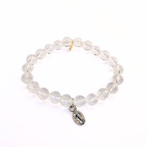 
                  
                    Load image into Gallery viewer, Clear Quartz Crystal Bracelet | Silver Coffee Bean
                  
                