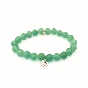 
                  
                    Load image into Gallery viewer, Jade Crystal Bracelet | Silver Heart Charm
                  
                