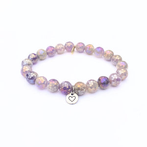 
                  
                    Load image into Gallery viewer, Mystic Amethyst Crystal Bracelet | Silver Heart Charm
                  
                