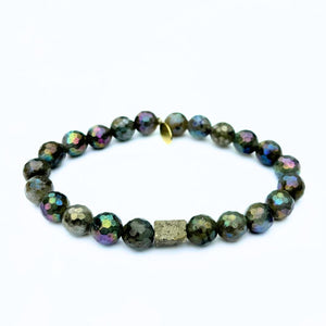 
                  
                    Load image into Gallery viewer, Unicorn Labradorite Crystal Bracelet | Pyrite Center Stone
                  
                