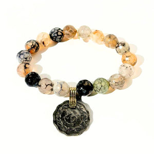 
                  
                    Load image into Gallery viewer, &amp;quot;1992&amp;quot; Foreign Coin + Red Fire Agate Bracelet | One-of-a-Kind
                  
                