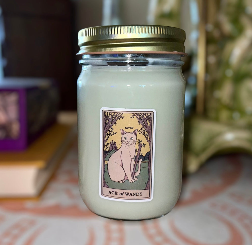 
                  
                    Load image into Gallery viewer, Dry Gin &amp;amp; Cypress Scent 12 oz Tarot Card Soy Candle
                  
                