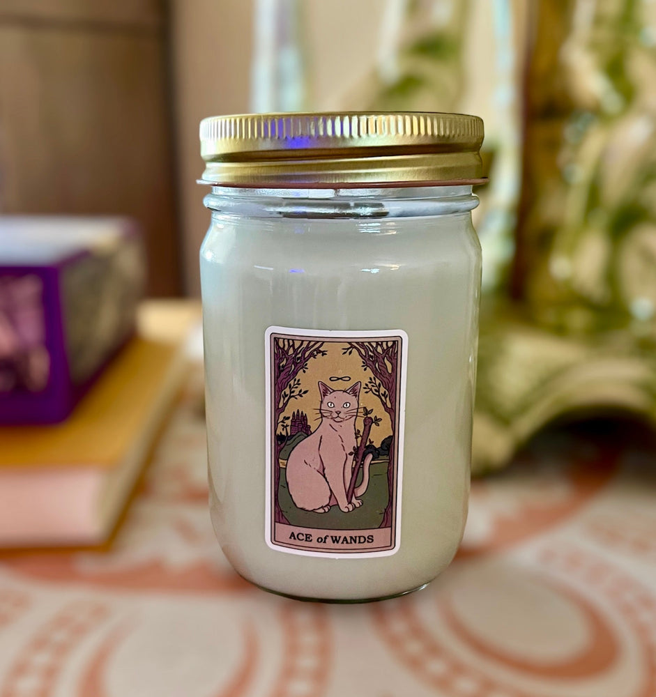 
                  
                    Load image into Gallery viewer, Dry Gin &amp;amp; Cypress Scent 12 oz Tarot Card Soy Candle
                  
                