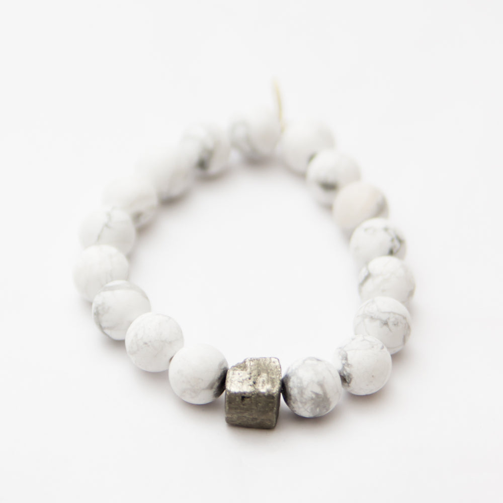 Howlite Bracelet | Matte + Faceted Pyrite