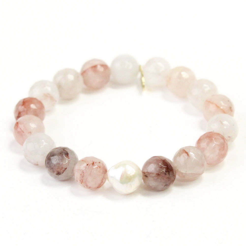 Green Strawberry Quartz Bracelet + Pius XII Pont Max Medallion | One-of-a-Kind