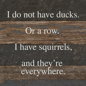 
                  
                    Load image into Gallery viewer, I do not have ducks. Or a row. I have squirrels, and they&amp;#39;re everywhere. / 6&amp;quot;x6&amp;quot; Reclaimed Wood Sign
                  
                