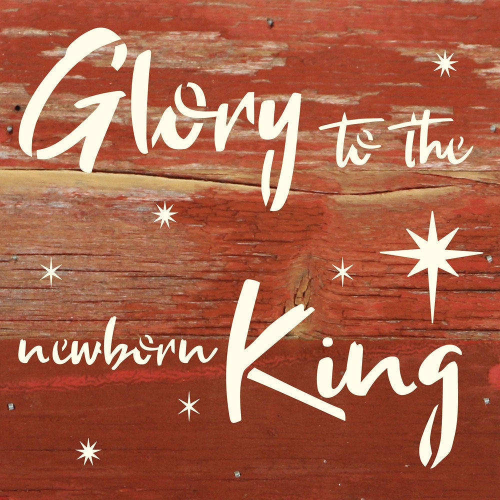 
                  
                    Load image into Gallery viewer, Glory to the newborn King / 6x6 Reclaimed Wood Wall Decor Sign
                  
                