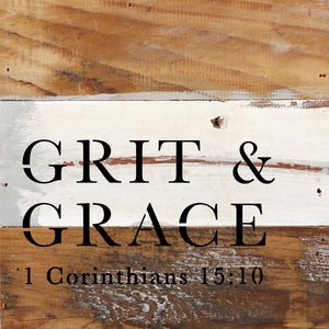 
                  
                    Load image into Gallery viewer, Grit and Grace 1 Corinthains 15: 10 / 6x6 Reclaimed Wood Wall Decor Sign
                  
                