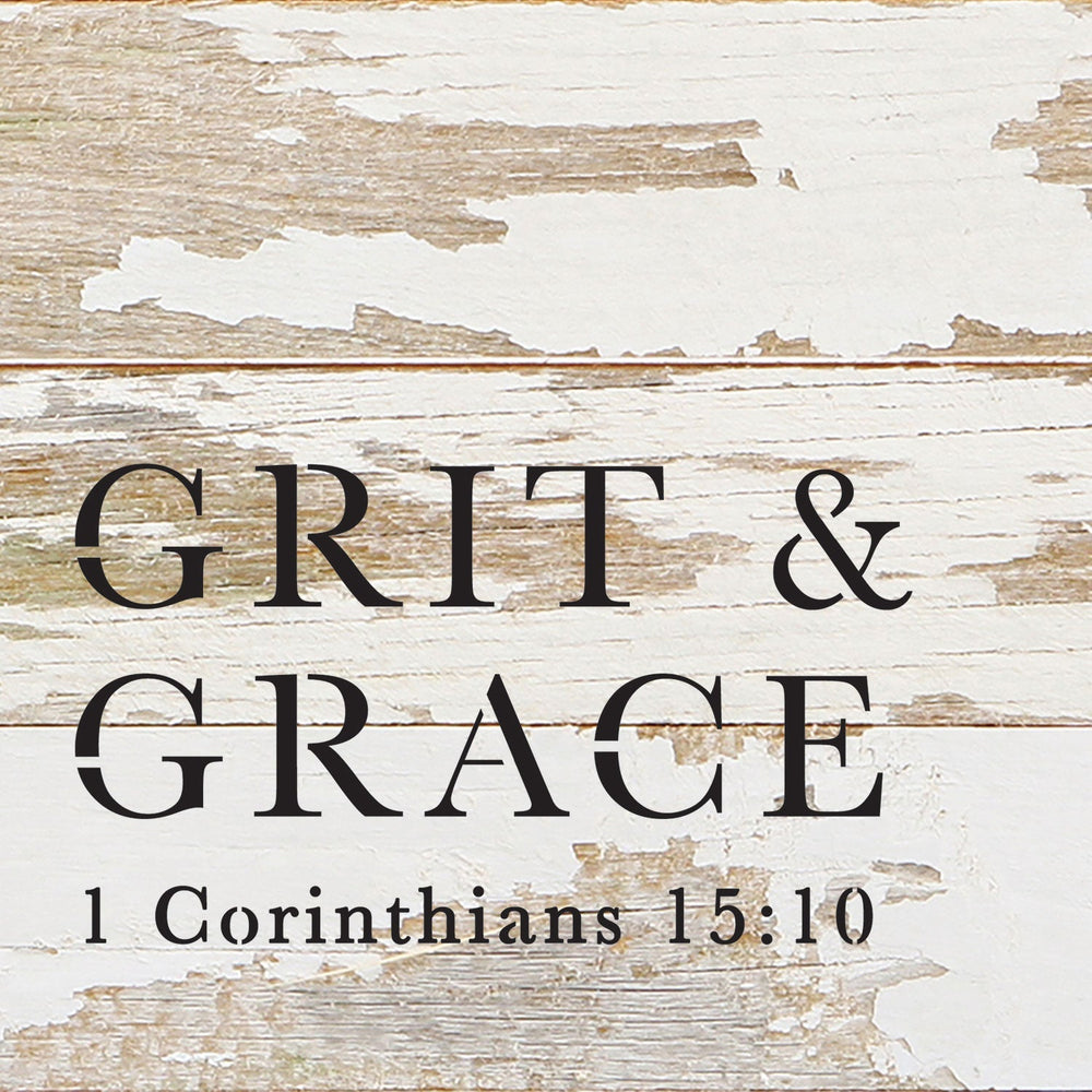 
                  
                    Load image into Gallery viewer, Grit and Grace 1 Corinthains 15: 10 / 6x6 Reclaimed Wood Wall Decor Sign
                  
                