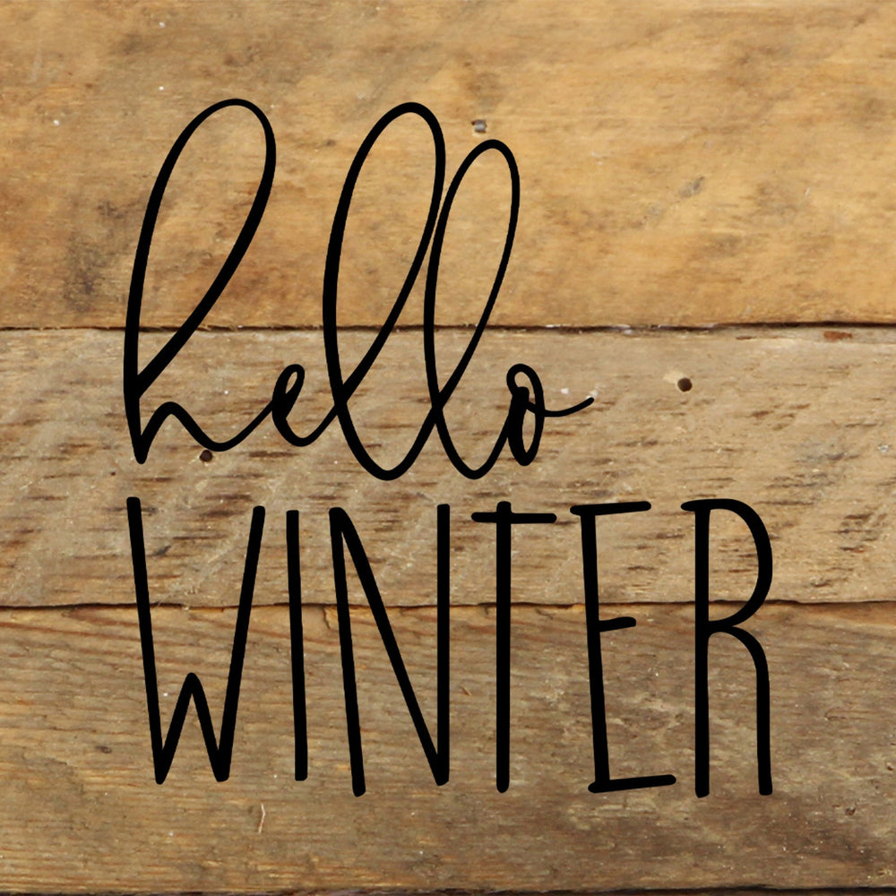 
                  
                    Load image into Gallery viewer, Hello winter / 6&amp;quot;x6&amp;quot; Reclaimed Wood Sign
                  
                