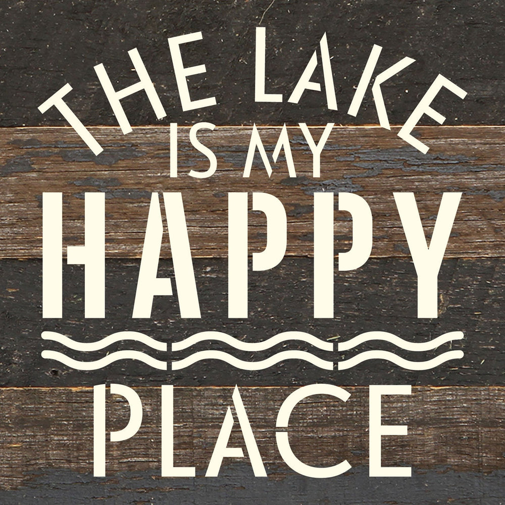 
                  
                    Load image into Gallery viewer, The Lake is my Happy Place / 6x6 Reclaimed Wood Wall Decor Sign
                  
                