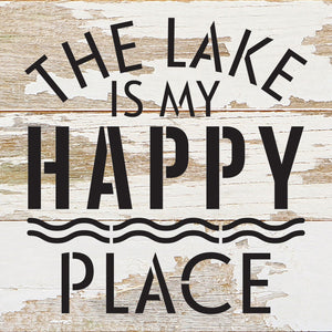 
                  
                    Load image into Gallery viewer, The Lake is my Happy Place / 6x6 Reclaimed Wood Wall Decor Sign
                  
                