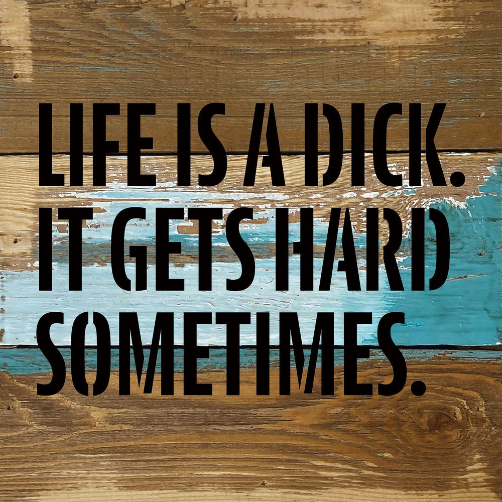 
                  
                    Load image into Gallery viewer, Life is a dick. It gets hard sometimes / 8x8 Blue Whisper Reclaimed Wood Wall Decor
                  
                