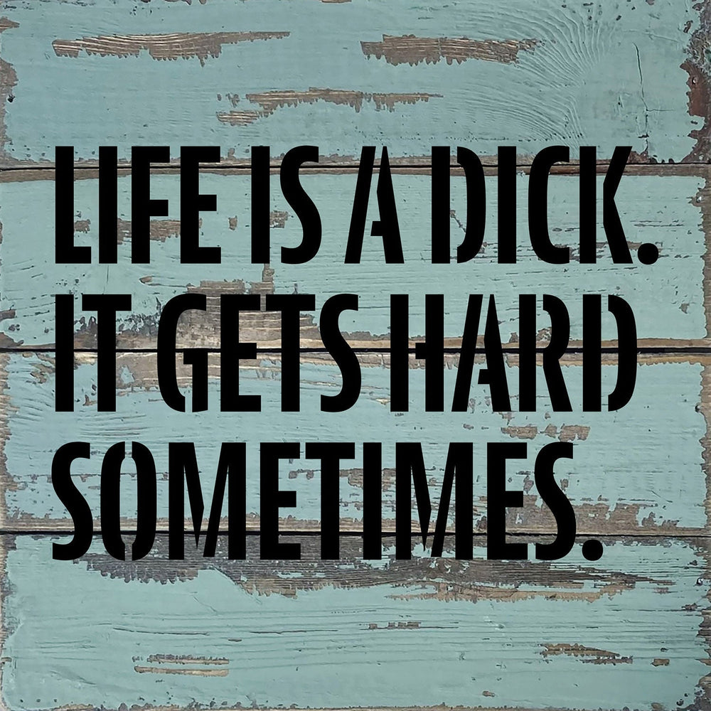 
                  
                    Load image into Gallery viewer, Life is a dick. It gets hard sometimes / 8x8 Blue Whisper Reclaimed Wood Wall Decor
                  
                