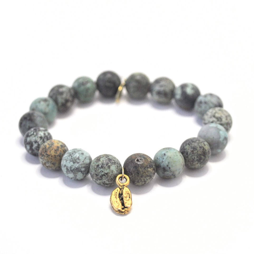 Turquoise Bracelet | Matte African + Coffee Bean