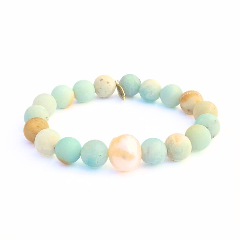 Matte Amazonite Crystal Bracelet | Pearl