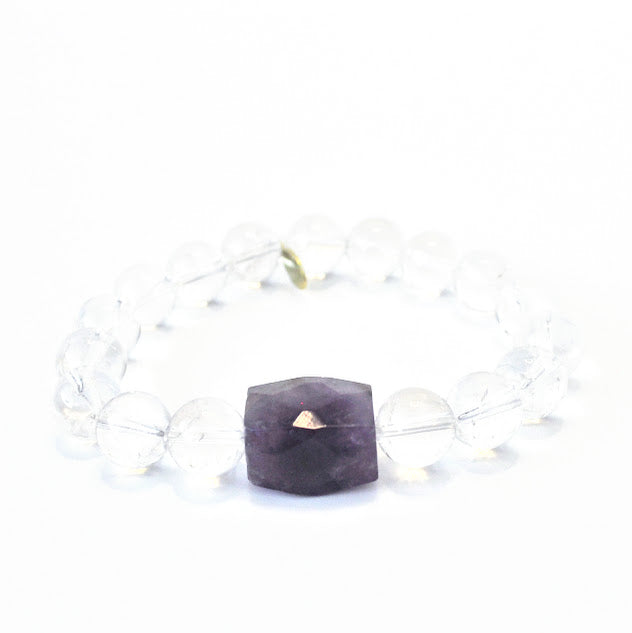 Migraine Relief Crystal Bracelet | Clear Quartz + Amethyst