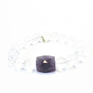 
                  
                    Load image into Gallery viewer, Migraine Relief Crystal Bracelet | Clear Quartz + Amethyst
                  
                