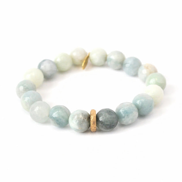 Aquamarine Bracelet | Faceted + Gold Ring