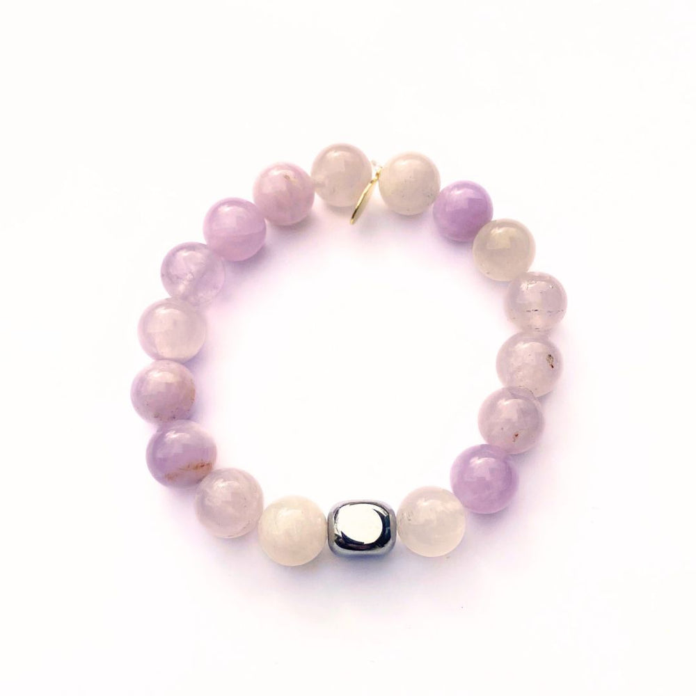 Lavender Amethyst Bracelet | Gunmetal Hematite