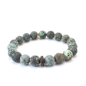 
                  
                    Load image into Gallery viewer, African Turquoise Bracelet | Matte Coconut Heishi
                  
                